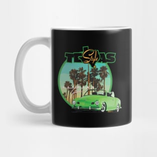 Texas-Style Karmann Ghia beach scene Green Mug